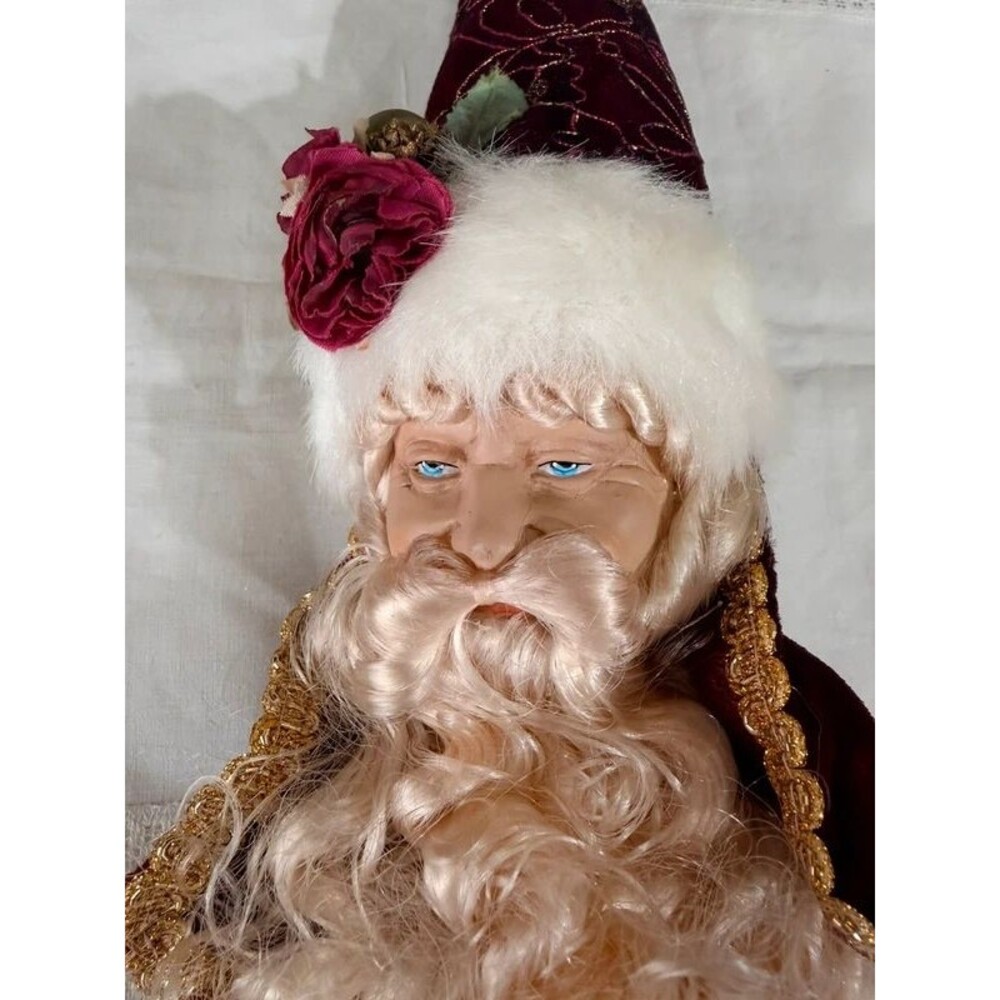Victorian style Santa Claus Head Ornament Burgundy